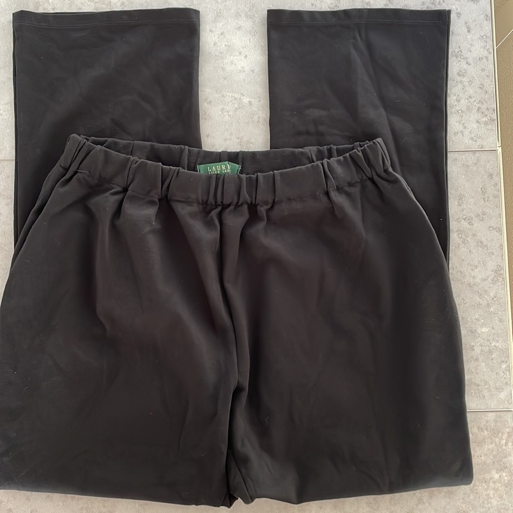 LAUREN Ralph‎ Lauren women’s black stretch boot cut yoga pants elastic waist 1X